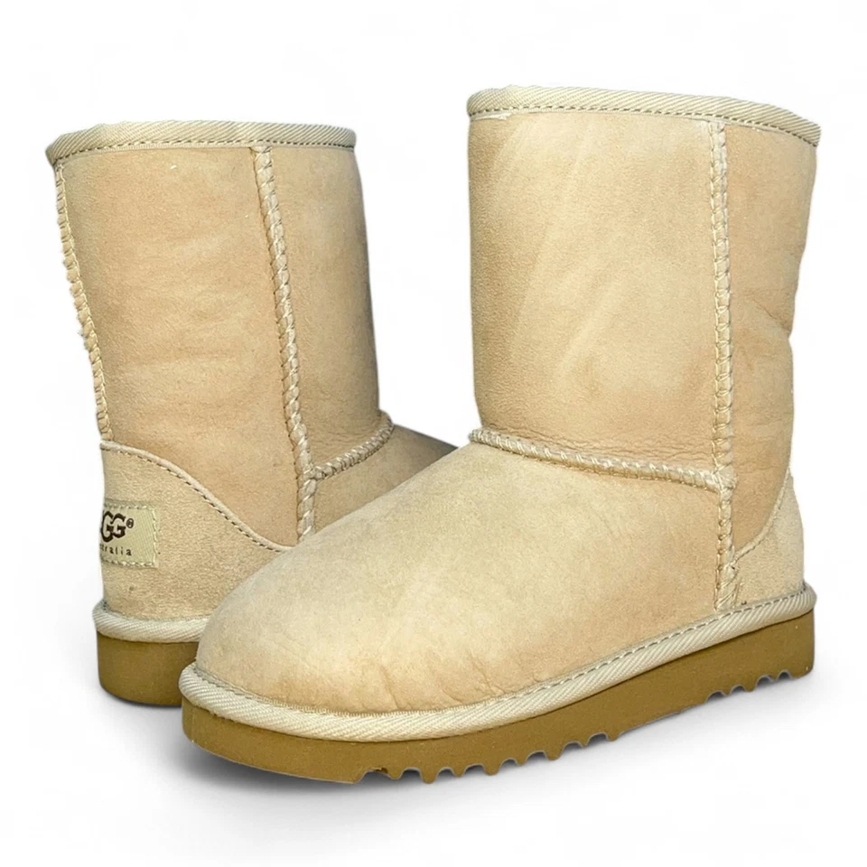 Toddler Ugg Classic Short Sheepskin Lined Winter Boots , Sand - Image 1 of 4