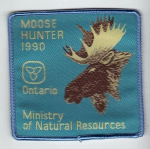 Parche de cazador de alces Ontario MNR 1990 - Michigan DNR ciervo - oso - alce - cresta - pez - Imagen 1 de 1