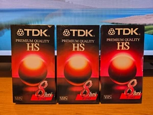3 Pack TDK T-160 HS 8 HRS VHS Video Tape Premium Quality NEW, Sealed - Picture 1 of 3