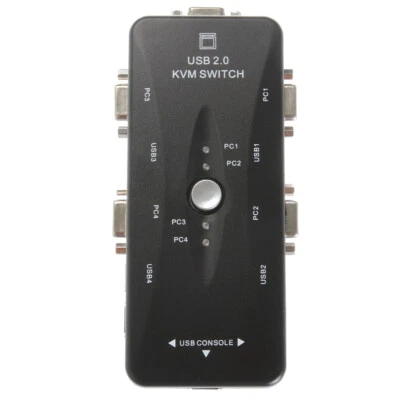 4-Port VGA USB 2.0 KVM Switch Hub Box Adapter for Mouse/Keyboard/Video Monitor - Image 1 of 4
