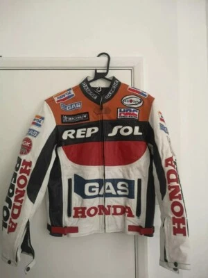 Honda Racing Motorbike Leather Jacket New Honda Repsol Motorcycle Biker Jacket - Imagem 1 de 3