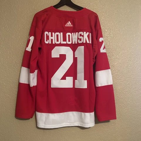 Detroit Redwings Dennis Cholowoski #21 Adidas NHL Hockey Jersey Size 46 Stitched Cover