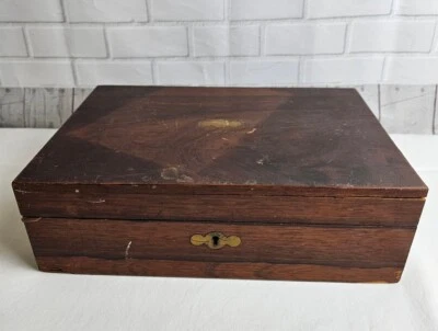 Старинный английский отсек портативный дорожный письменный стол коробка без ключа - Изображение 1 из 4