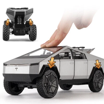 1:24 Tesla Cybertruck Pickup Alloy Car Model Diecast Metal Toy W/ Sound & Light - Image 1 of 4