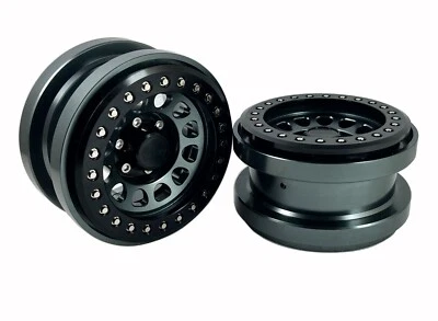 Dhawk CNC Machined 2.9” Aluminum Beadlock Wheels Gun Color For Axial SCX6 Jeep - Image 1 of 4