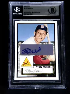 TARJETA DE AUTÓGRAFO STAN MUSIAL FIRMADA 2008 TOPPS 1952 REIMPRESA AUTOMÁTICA #WM1 BECKETT HOF - Imagen 1 de 2