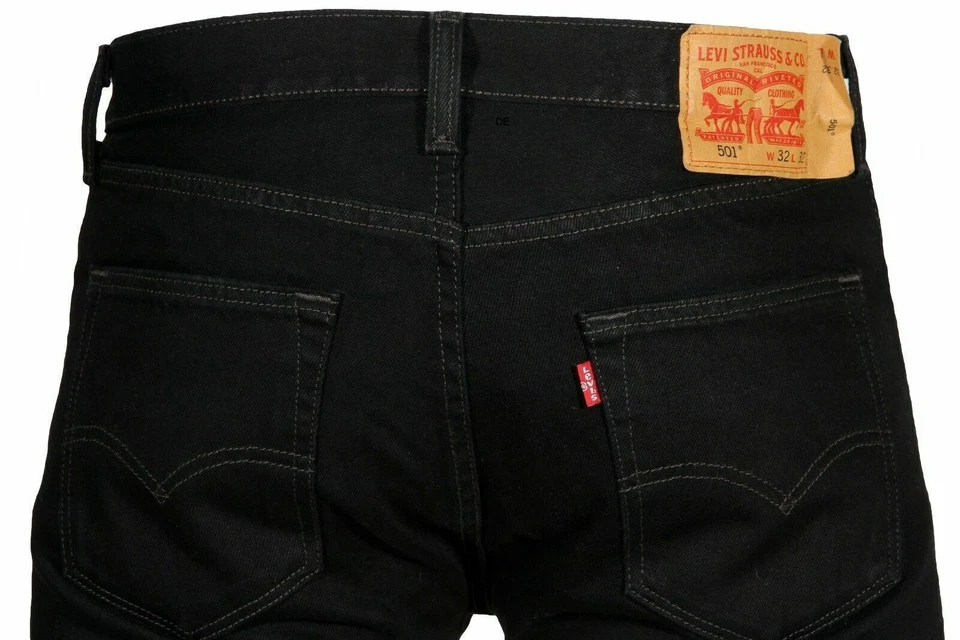 Levis 501 Original Fit Jeans Straight Leg Button Fly 100% Cotton Blue Black - Image 1 of 1