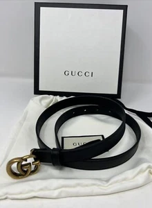 Gucci dünner Damengürtel mit doppelter G-Schnalle schwarz Größe 80/32 - Bild 1 von 10