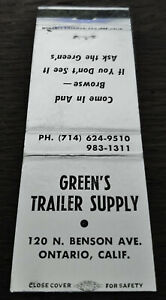 Vintage Matchcover: Green's Trailer Supply, Ontario, CA  40