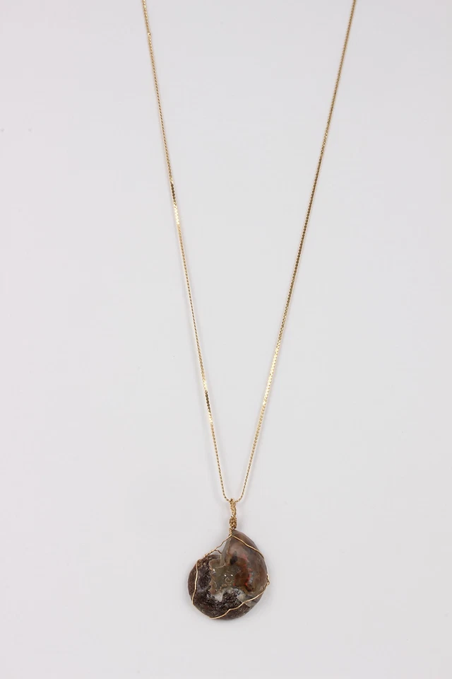 COLLAR CADENA COLGANTE FÓSIL CONCHA NATURAL AMONITA HECHO A MANO MODA 4759 Foto 1 de 4