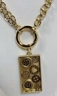 Women’s Watch Gears Pendant Gold Plate Stainless Steel Double Chain Necklace