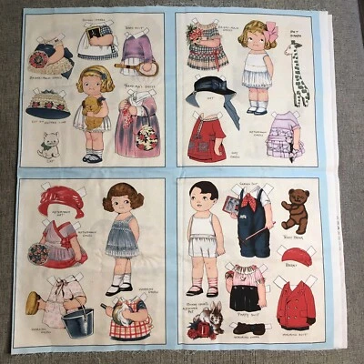 Vtg Aunt Lindys Paper Dolls Sibling Art Fabric 8 Blocks Boys Girls Pattern 7166 - Image 1 of 4