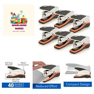 Compact Desktop Stapler Pack of 6 - 40 Sheet Capacity, Ergonomic Grip, Quiet - Picture 1 of 8