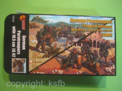 1:72 Mars Figuren #72123 WKII Deutsche Fallschirmjäger + Kanone + Granatwerfer