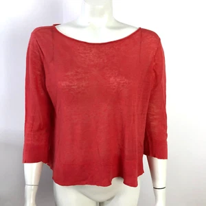 Eileen Fisher Petite Medium Linen Nylon Pullover Top Crepe Orange PLS READ - Picture 1 of 13
