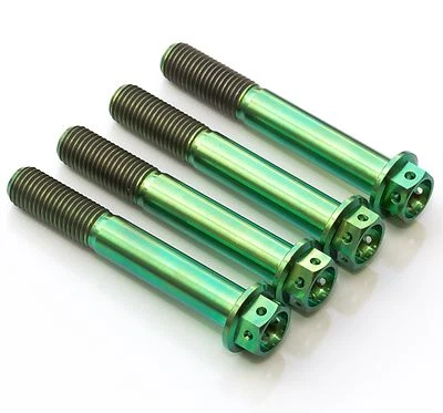 4x Green Titanium Front Caliper Bolts Race Drilled 60mm for MV Agusta F4 RC - Image 1 of 4