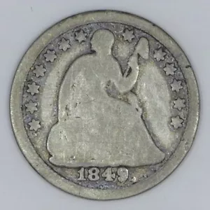 ~EARLY AMERICAN SILVER~ 1849 seduto Liberty mezza moneta US 5c moneta d145 - Foto 1 di 2