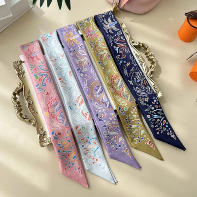 Calidad 18 Momme Sarga Seda Bufanda Cinta Río Pájaros Corbata Diadema 33"*2" Foto 1 de 4