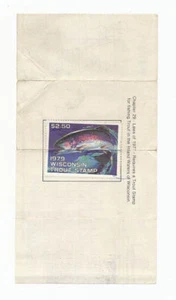 14 - 1979 WISCONSIN TROUT STAMP ON RESIDENT LICENSE - Picture 1 of 2