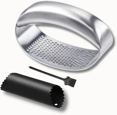 Schiaccia Aglio Acciaio Inox 100% 18/10 Lavabile in Lavastoviglie, Spremi Aglio  - Immagine 1 di 4