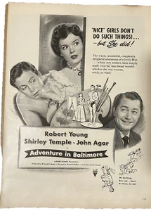 Adventure in Baltimore Print Ad Shirley Temple Robert Young 1949 RKO Studio Lrg - Picture 1 of 6