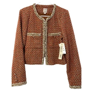 INC Jeannie Mai Rust Tweed Blazer Jacket Size Large Polyester Blend NWT 7203 - Picture 1 of 9