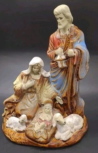 Kleine Krippe Heilige Familie Maria Josef Jesus Schaf Krippe Einteiler - Bild 1 von 6