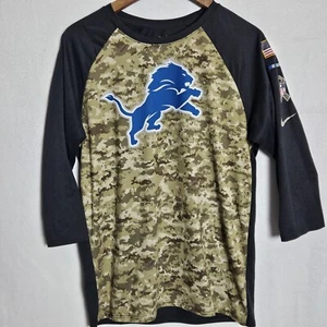 Nike Salute To Service Tshirt mimetica Detroit Lions manica 3/4 logo NFL uomo media - Foto 1 di 10
