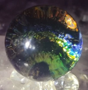 1" STUNNING CONTEMPORARY ART MARBLES - GLITTER RAINBOW GALAXY -BEAUTY NM LOOK - Picture 1 of 12