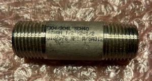 STAINLESS STEEL T304/304L SCH40 1/2" X 2-1/2" THREADED PIPE NIPPLE NPT NEW - Picture 1 of 1