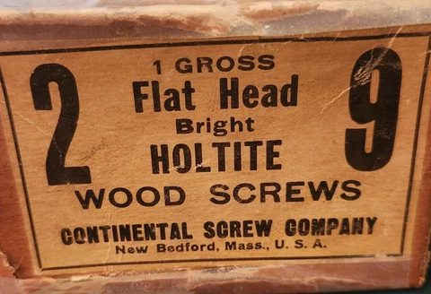 Vintage (90) Flat Head Bright Holtite Wood Screws 2" #9 New Old Stock Cover