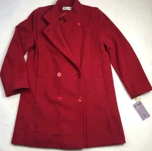 Vintage 90s Forecaster of Boston Buttoned Red Wool Coat NWT - Picture 1 of 18