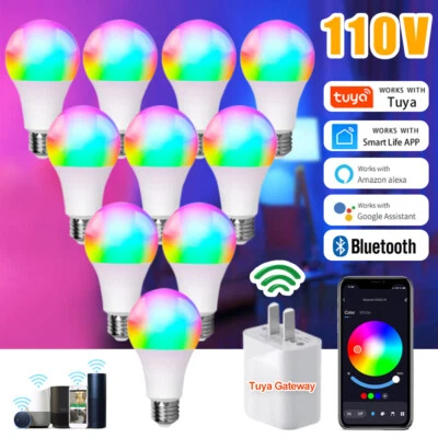 For TUYA Bluetooth Smart Light Bulb E26 E27 LED RGBCW CCT Lamp w/Tuya Gateway - Image 1 of 4