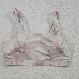 Athleta Ausatmen bedruckter BH Powervita Rosario rosa schneefarbene Damen groß A-C - Bild 1 von 5