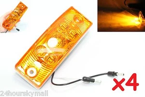 (4) Amber 6" Rectangular Rectangle LED Light Clearace Side Marker Truck Trailer - Picture 1 of 6