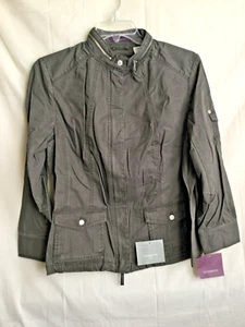 Elizabeth By Liz Claiborne Jacket, Embroidery, Cotton Zip, Pockets, Olive Wm's L - Picture 1 of 5