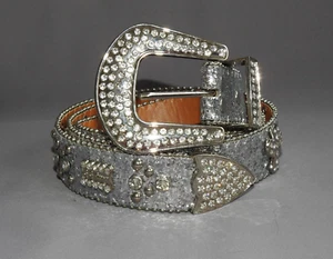 BB Simon Swarovski Crystal Handmade Silver Belt 38" NEW - Picture 1 of 24
