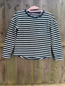 Woman Pepe Jeans UK 10 EU 38 Pullover Top Navy & White Striped Pocket Sequins - Picture 1 of 8
