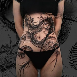 Untouchable part Black Dragon Large tattoos - Temporary tattoo Stickers - Picture 1 of 6
