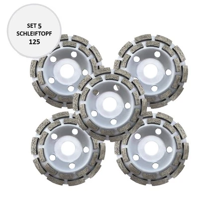 MARKENLOS 5x Schleifteller Diamant Schleiftopf Topfscheibe Ø 125mm Betonschleifer Beton