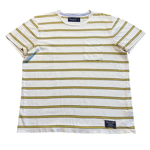 White Yellow striped Abercrombie & Fitch Short Sleeve T-shirt Size Large - Picture 1 of 8
