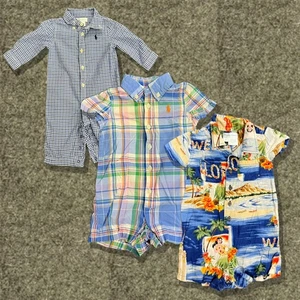 Ralph Lauren Baby Jungen 3M Strampler Paket Gingam, Karo & Strandmuster - Bild 1 von 24