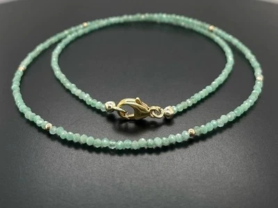 KETTE 585/- GELBGOLD MIT SMARAGD & GOLDKÜGELCHEN FACETTENREICH SCHMUCKJAGD - Bild 1 von 4