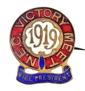 Antique World War One Victory Peace NECM Cyclist Meet 1919 Cycling Enamel Badge - Picture 1 of 2