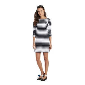 VINEYARD VINES Long-Sleeve Stripe Knit Dress Navy blue / White pocket patch sz S - Picture 1 of 13