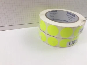 Uline S-2235Y Blank Inventory Circle Labels, Fluorescent Yellow, 1" - 2 rolls - Picture 1 of 4
