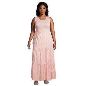 Lands End Lattice Tiered Maxi Tank Sundress Peach Size L - Picture 1 of 11