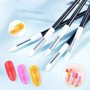 5 Pezzi Spazzola Silicone per Unghie Spazzole Resina Pulizia Punta Pittura Penne - Foto 1 di 11