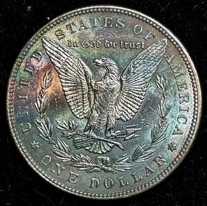 1896 Morgan Silver Dollar, Uncirculated, Stunning Dark Colors Throughout - Picture 1 of 2