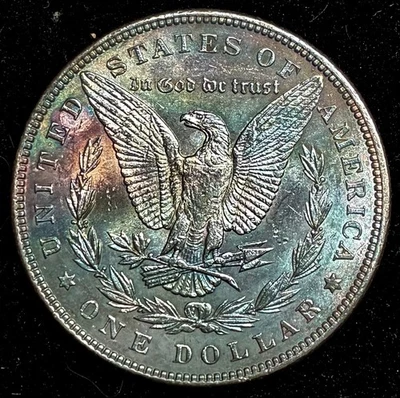 1896 Morgan Silver Dollar, Uncirculated, Stunning Dark Colors Throughout - Image 1 of 2